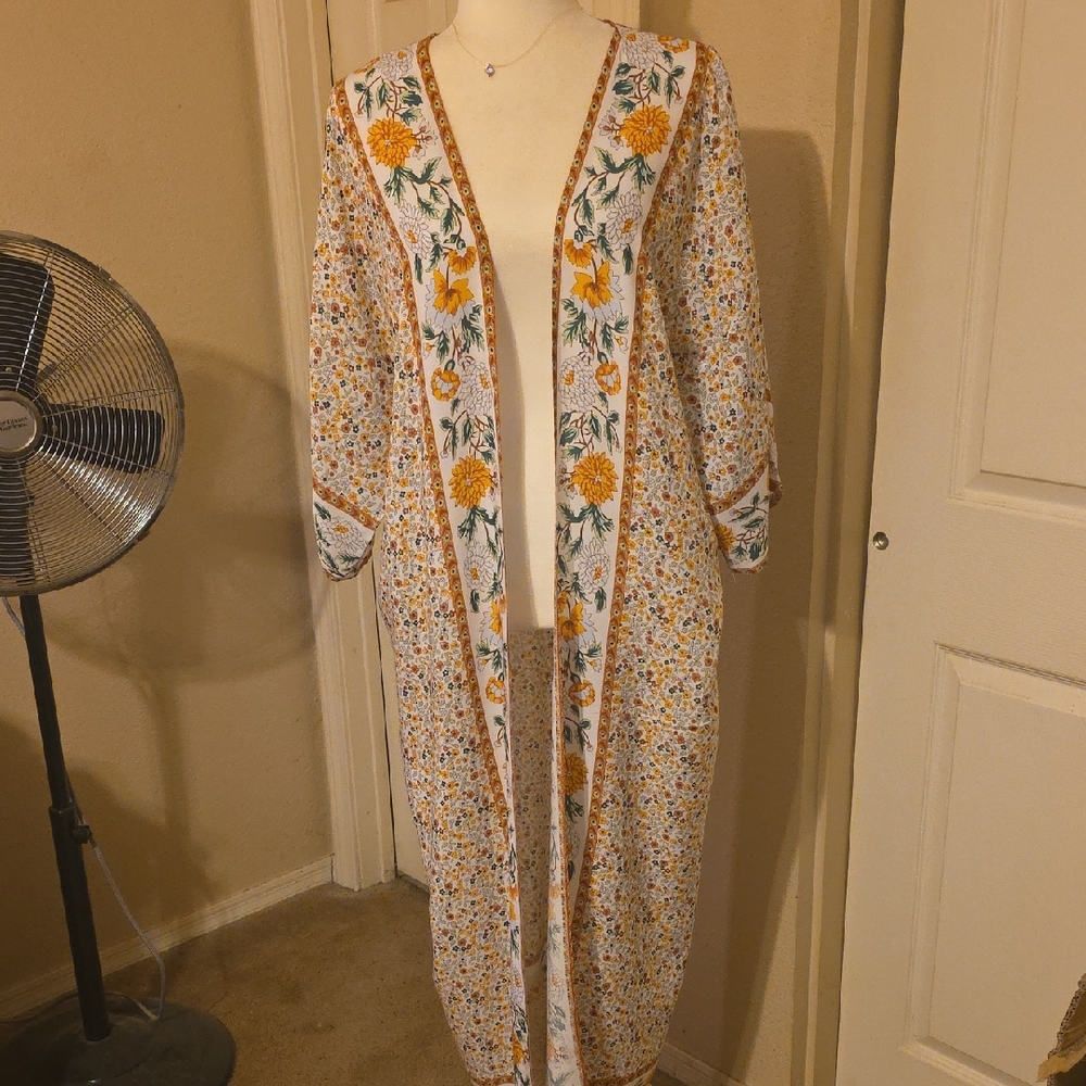 Floral Long Kimono Cardigan